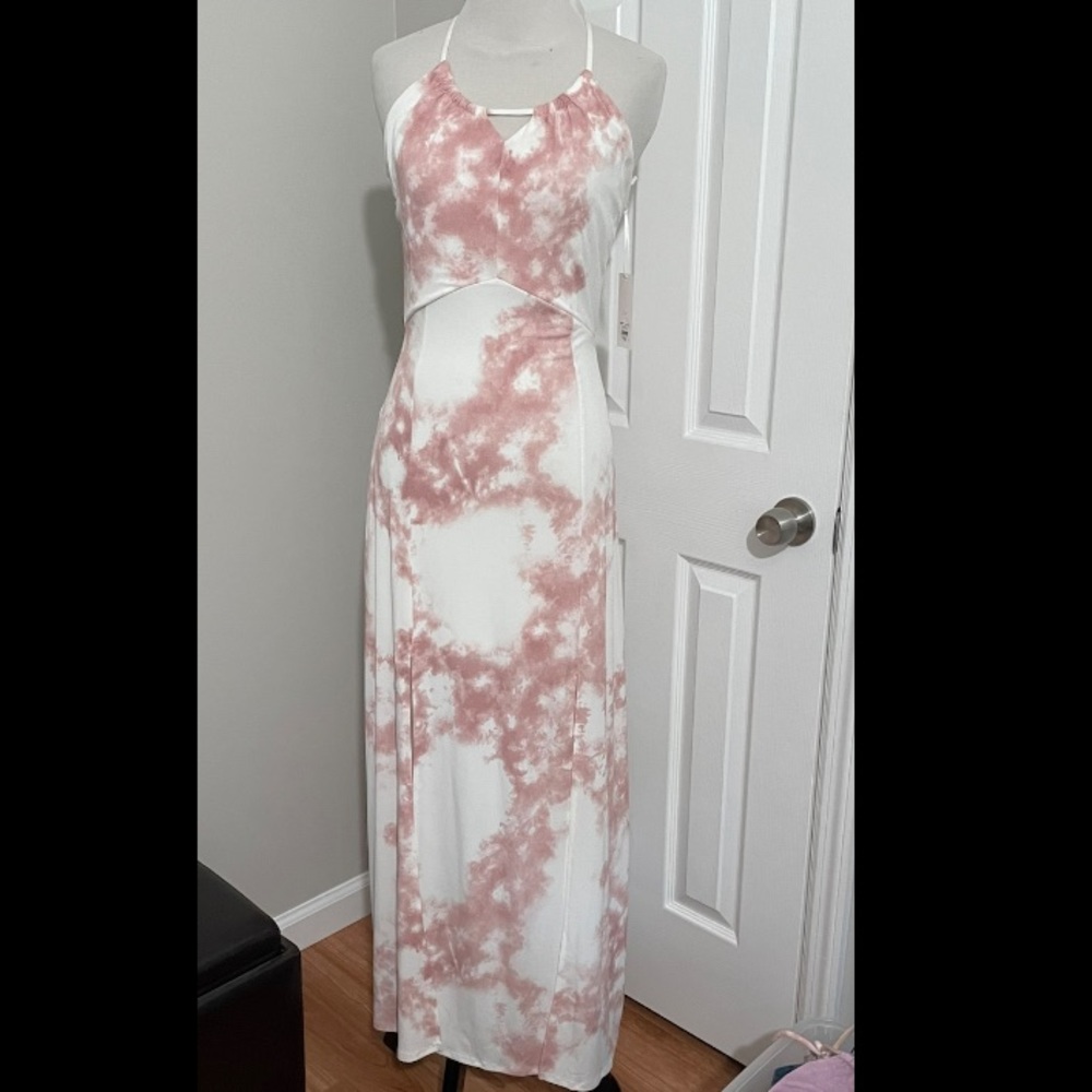Blush halter maxi dress